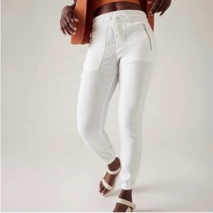 Athleta White Linen Cabo Joggers size 10